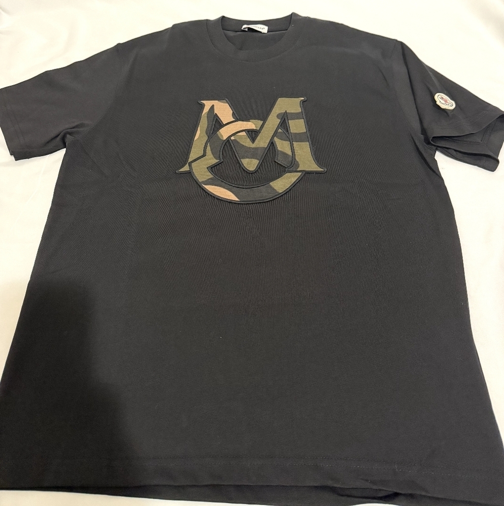 Moncler Black T-Shirt with Camouflage Logo